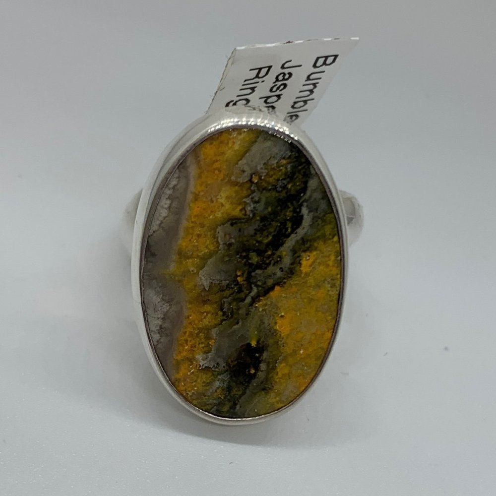 Sterling Silver Bumble Bee Jasper Adjustable Ring